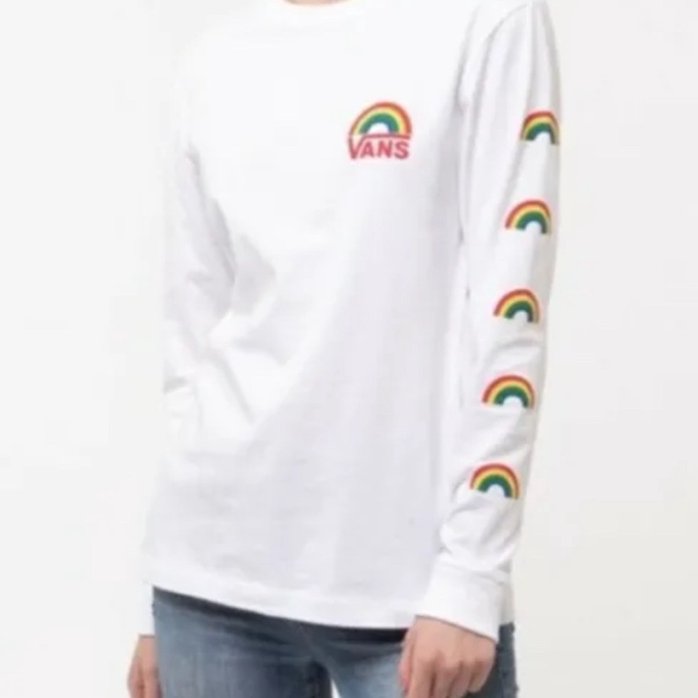 Vans white long sleeve rainbow 🌈 t shirt unisex small